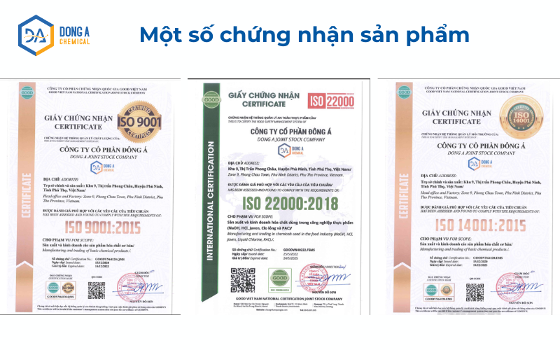 Một số chứng nhận sản phẩm 